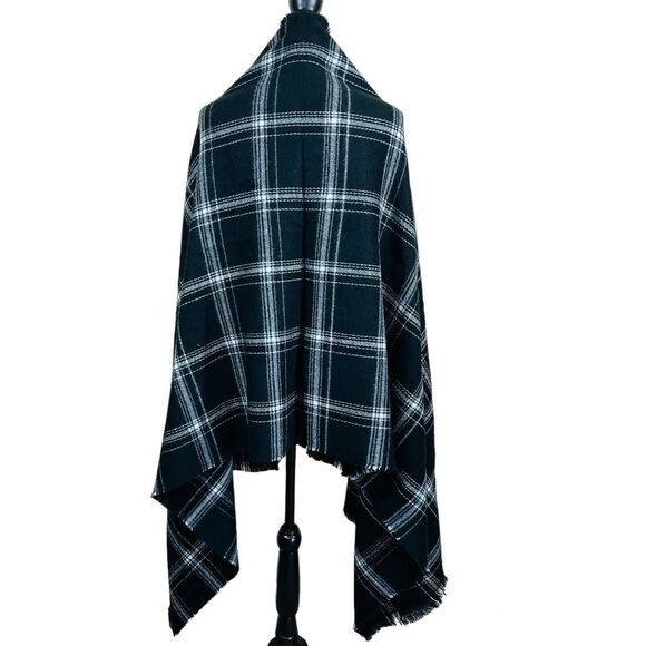 Zara Black Plaid Long Scarf Shawl Super Soft Long Thin Scarf Preppy baddie work - Picture 2 of 16